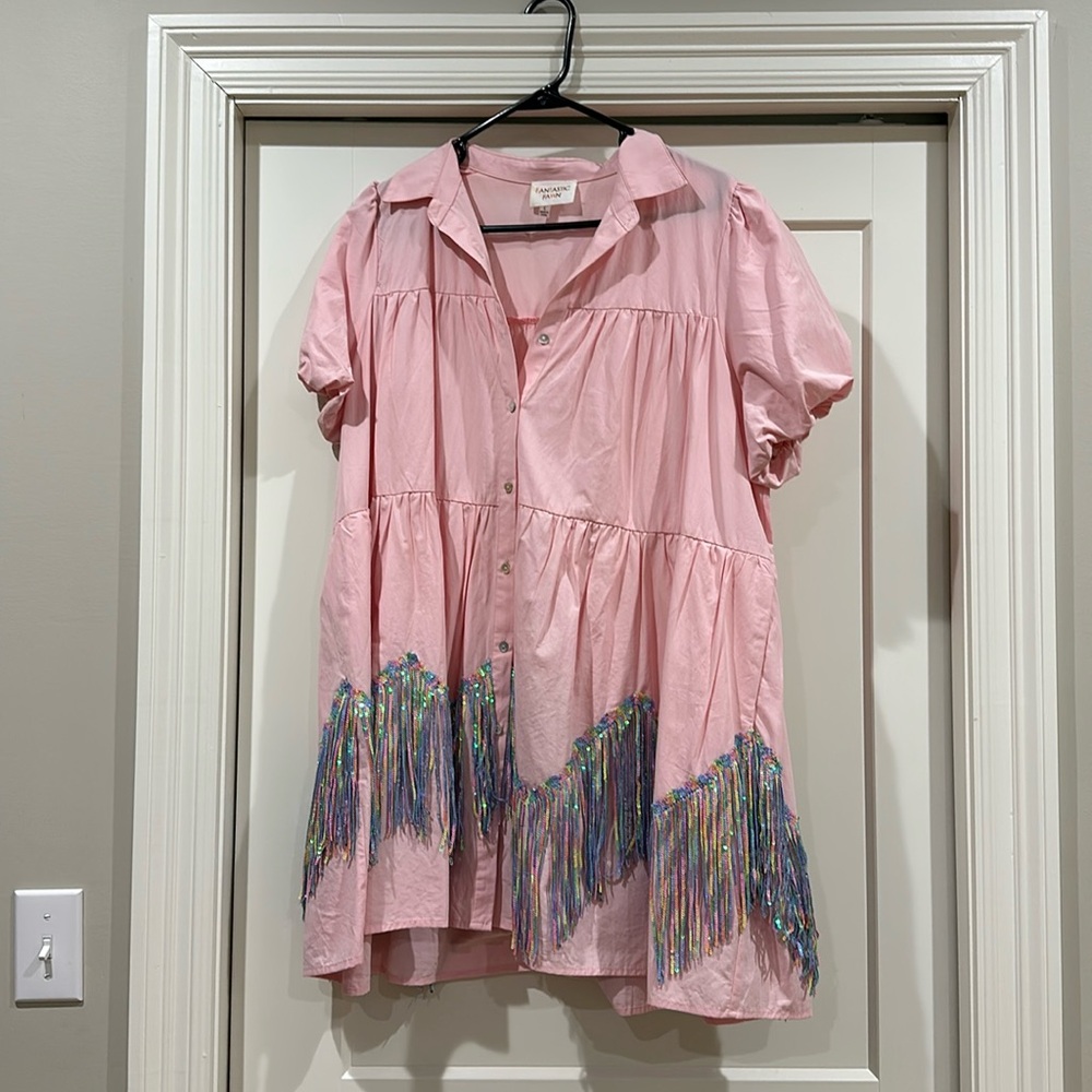 L Fantastic Fawn Sequin Tassle Dress